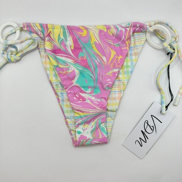 VDM Reversible Ziggy Sorbet Marble Tartan Pastel Bikini Bottom Medium NWT‎ - Picture 2 of 10